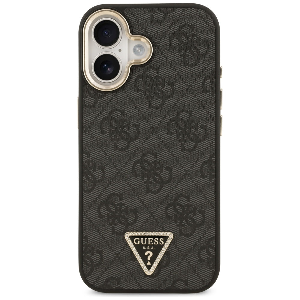 Capa MagSafe para Apple iPhone 17, Guess, Logo Diamante Triângulo 4G, Preta
