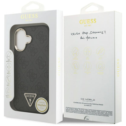 Capa MagSafe para Apple iPhone 17, Guess, Logo Diamante Triângulo 4G, Preta