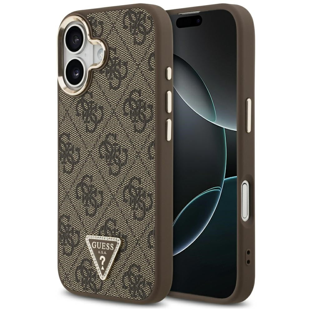 Capa MagSafe para Apple iPhone 17, Guess, Logo Triângulo 4G, Dourado Marrom
