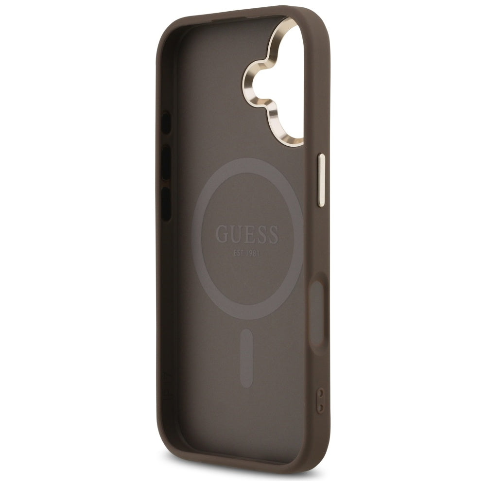 Capa MagSafe para Apple iPhone 17, Guess, Logo Triângulo 4G, Dourado Marrom