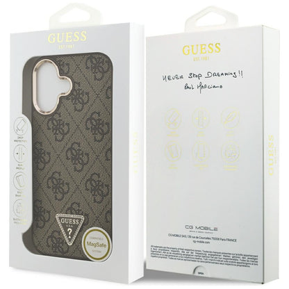 Capa MagSafe para Apple iPhone 17, Guess, Logo Triângulo 4G, Dourado Marrom