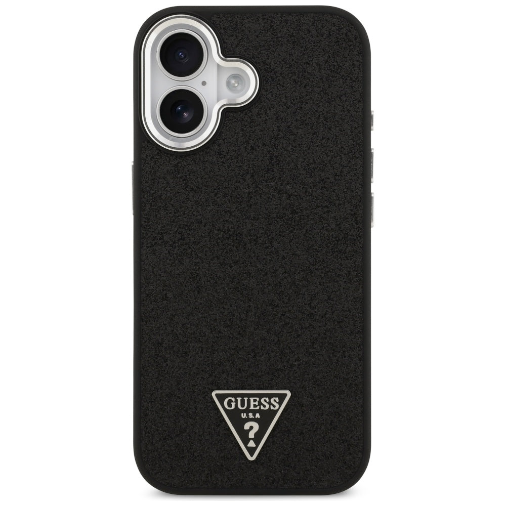 Capa MagSafe para Apple iPhone 17, Guess, Glitter Triangle Logo, Preta