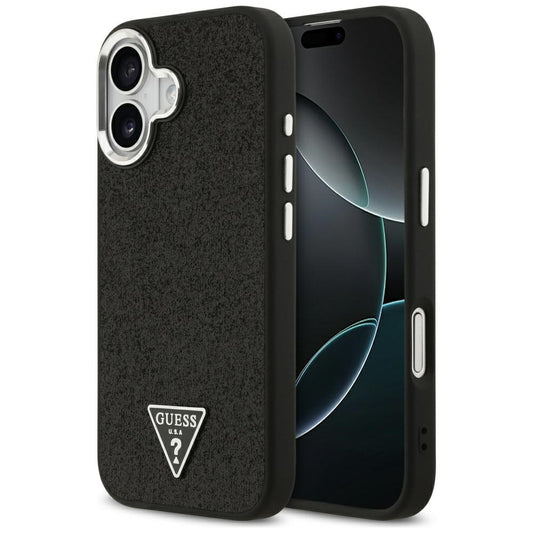 Capa MagSafe para Apple iPhone 17, Guess, Glitter Triangle Logo, Preta