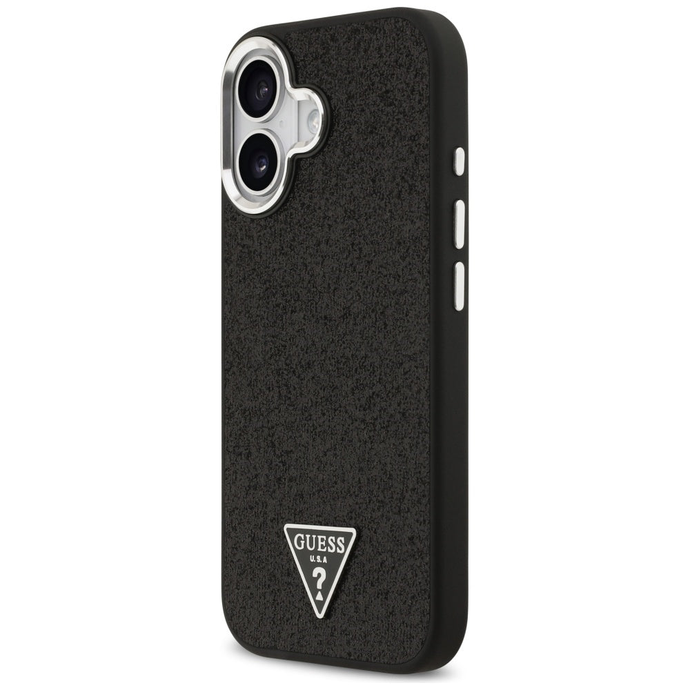 Capa MagSafe para Apple iPhone 17, Guess, Glitter Triangle Logo, Preta