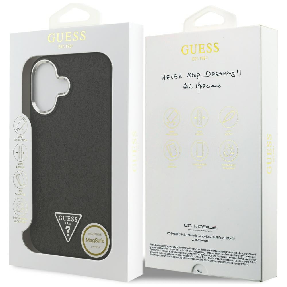 Capa MagSafe para Apple iPhone 17, Guess, Glitter Triangle Logo, Preta