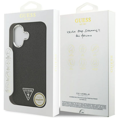 Capa MagSafe para Apple iPhone 17, Guess, Glitter Triangle Logo, Preta