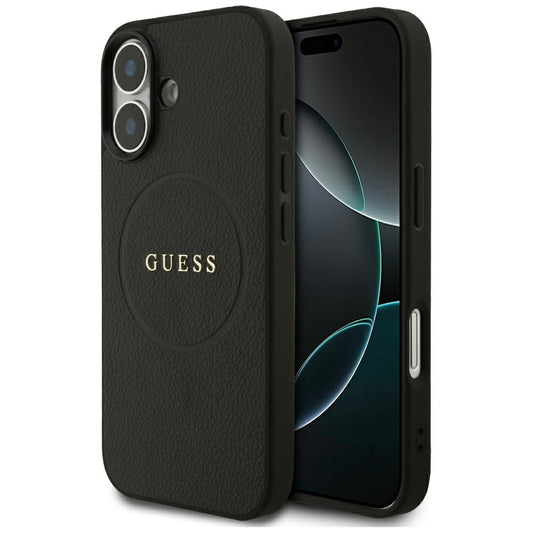 Capa MagSafe para Apple iPhone 17, Guess, Grained Gold Ring, Preta