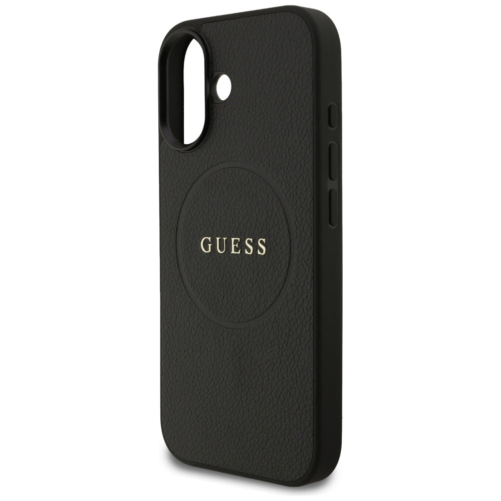Capa MagSafe para Apple iPhone 17, Guess, Grained Gold Ring, Preta