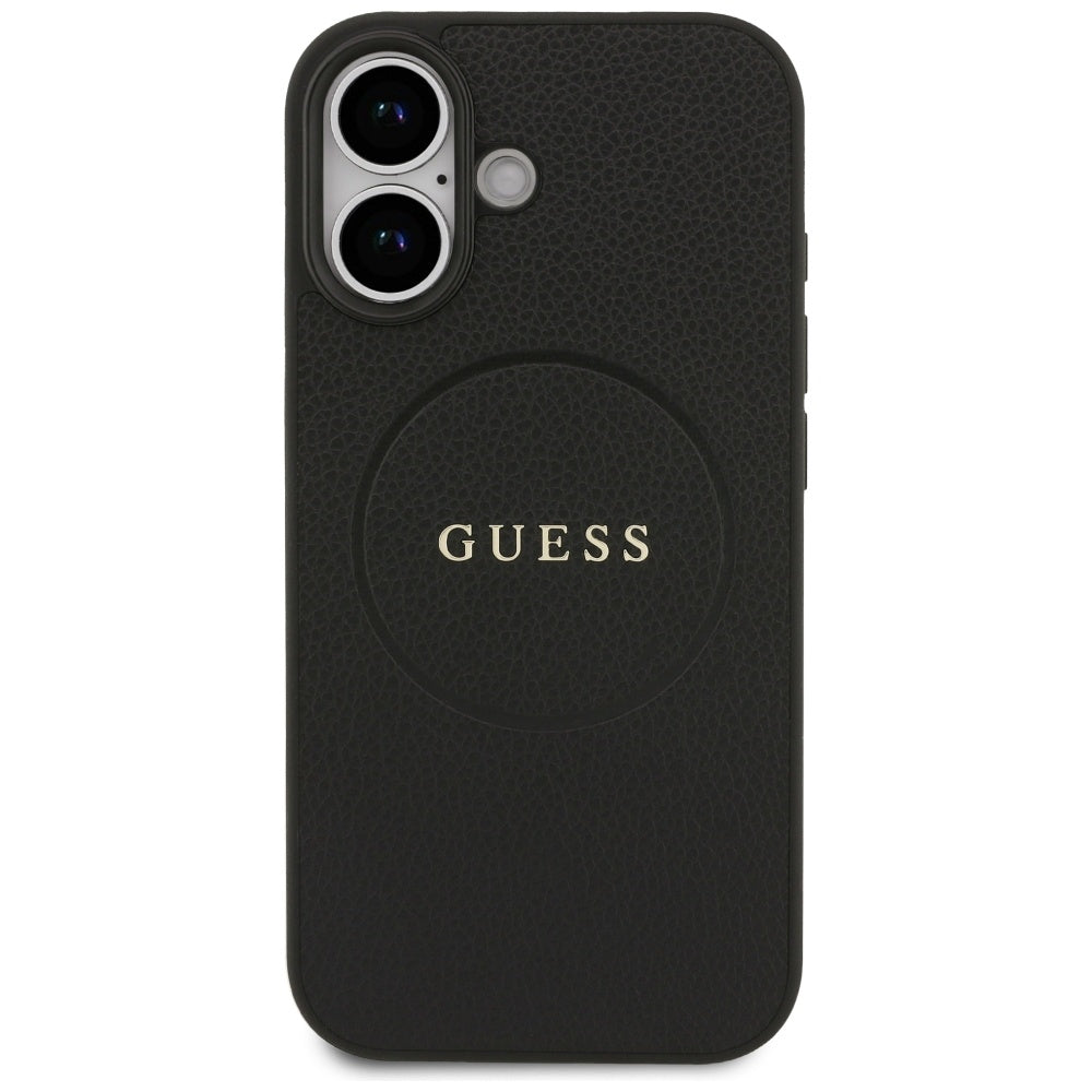 Capa MagSafe para Apple iPhone 17, Guess, Grained Gold Ring, Preta