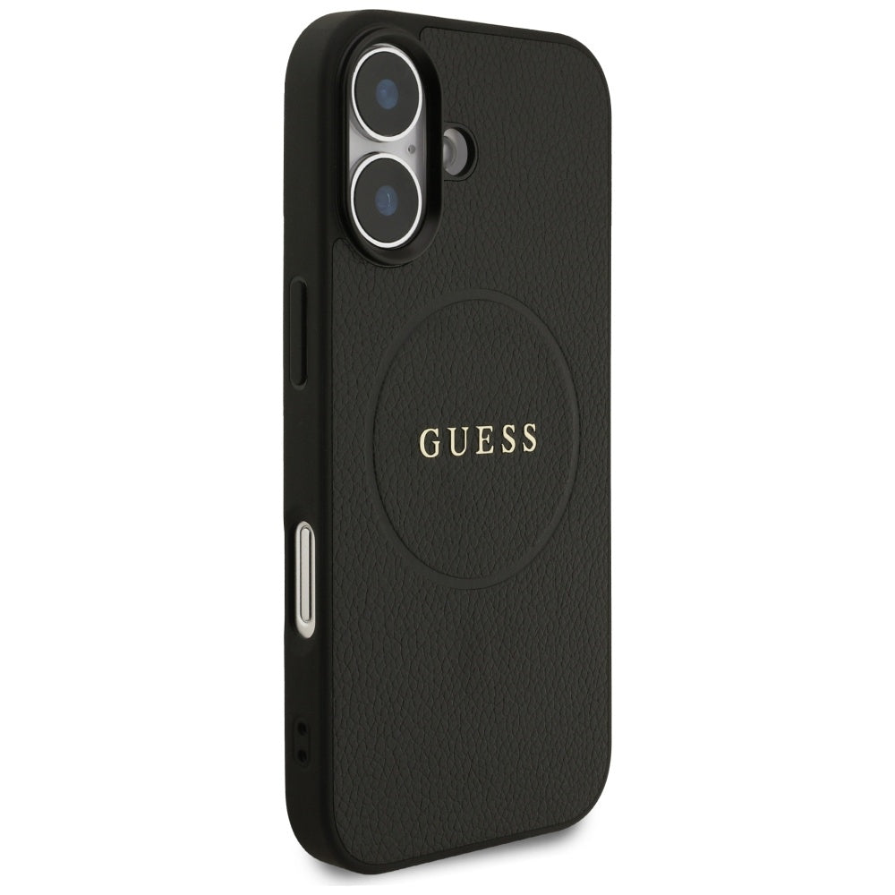 Capa MagSafe para Apple iPhone 17, Guess, Grained Gold Ring, Preta