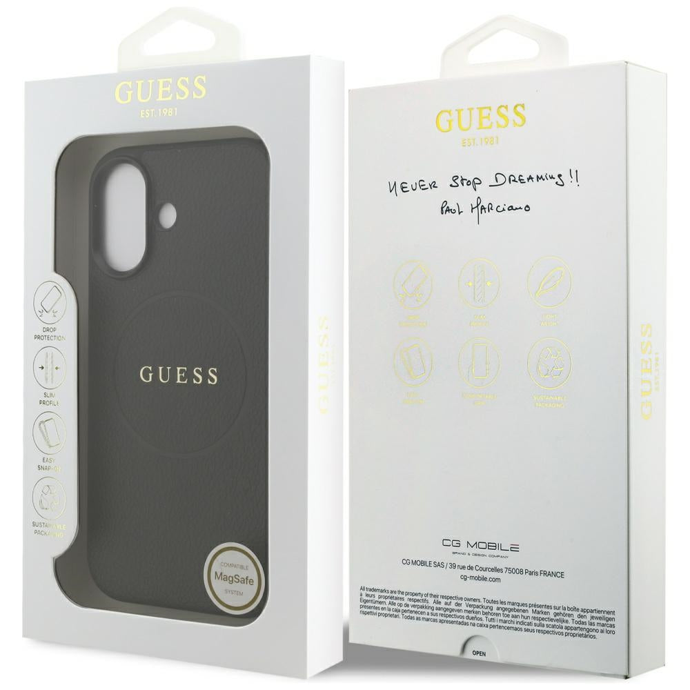 Capa MagSafe para Apple iPhone 17, Guess, Grained Gold Ring, Preta