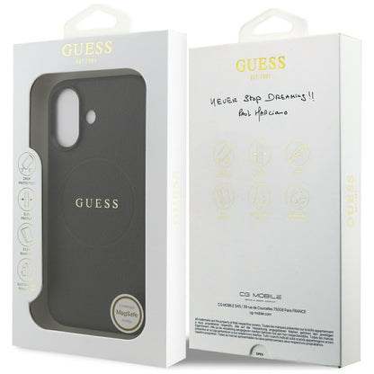 Capa MagSafe para Apple iPhone 17, Guess, Grained Gold Ring, Preta