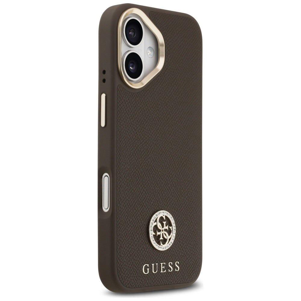 Capa MagSafe para Apple iPhone 17, Guess, Grained Strass Logo, Marrom