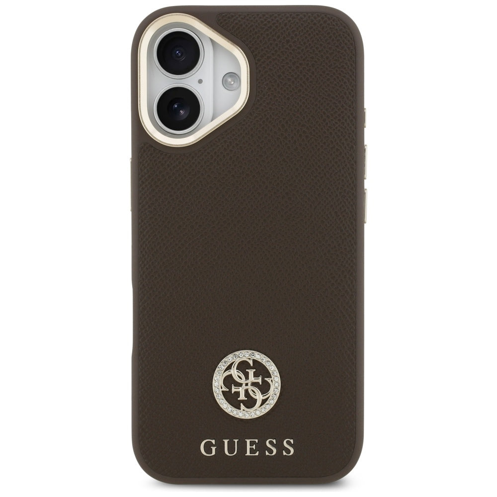 Capa MagSafe para Apple iPhone 17, Guess, Grained Strass Logo, Marrom