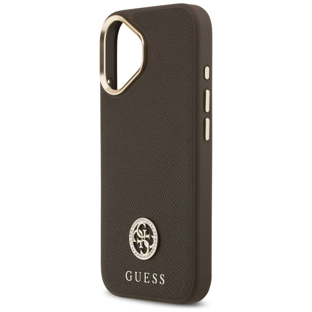 Capa MagSafe para Apple iPhone 17, Guess, Grained Strass Logo, Marrom