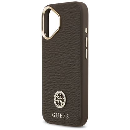 Capa MagSafe para Apple iPhone 17, Guess, Grained Strass Logo, Marrom