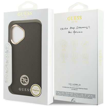 Capa MagSafe para Apple iPhone 17, Guess, Grained Strass Logo, Marrom