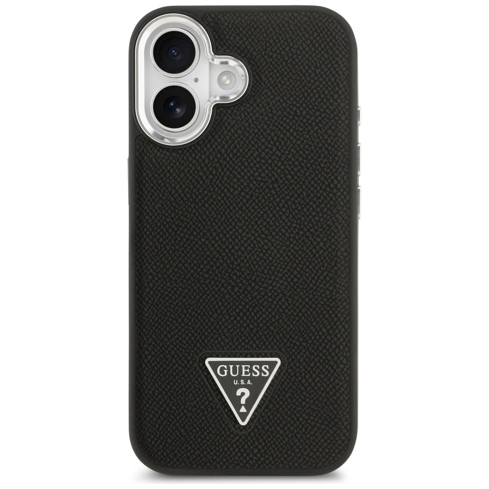 Capa MagSafe para Apple iPhone 17, Guess, Logo Triângulo Granulado, Preta
