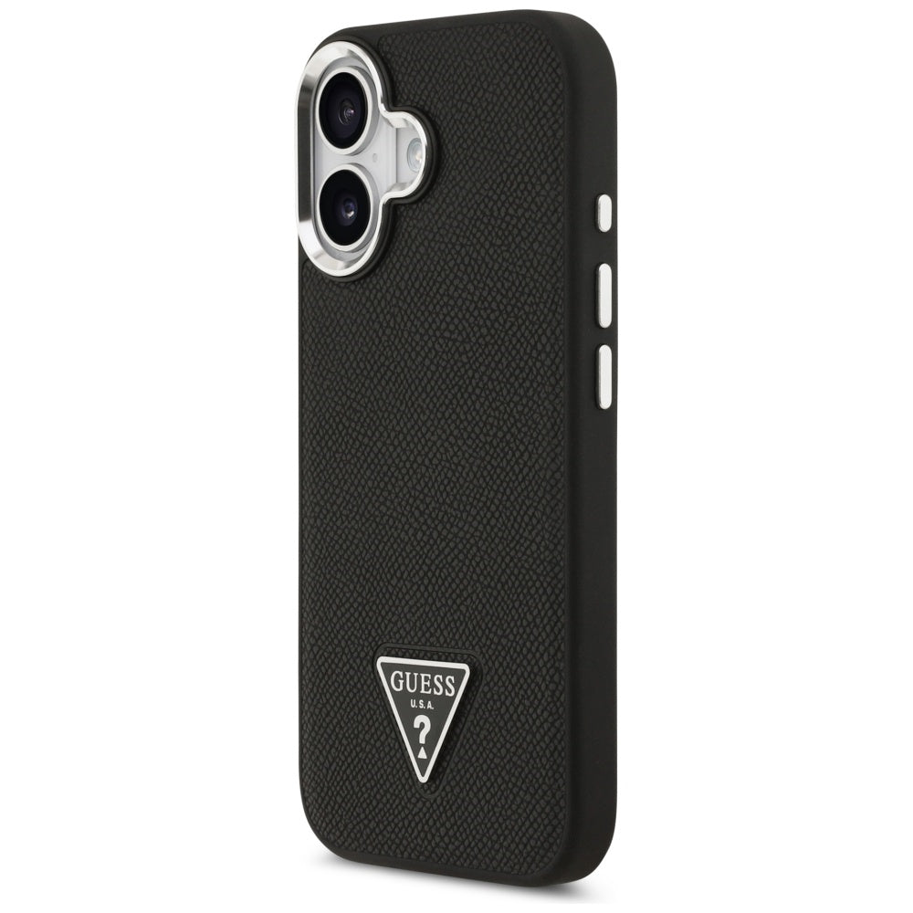 Capa MagSafe para Apple iPhone 17, Guess, Logo Triângulo Granulado, Preta