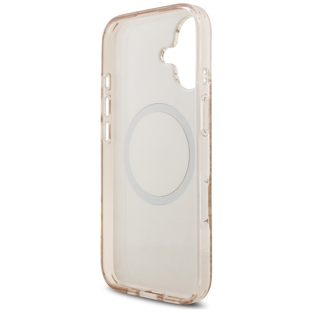 Capa MagSafe para Apple iPhone 17, Guess, IML Flowers Allover Electroplated with Pearl Strap, Preta