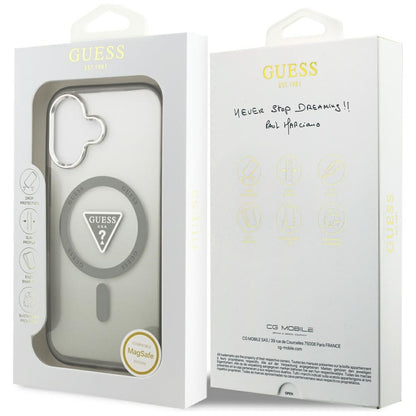 Capa MagSafe para Apple iPhone 17, Guess, Logo Triângulo Gradiente IML, Caqui Prateado