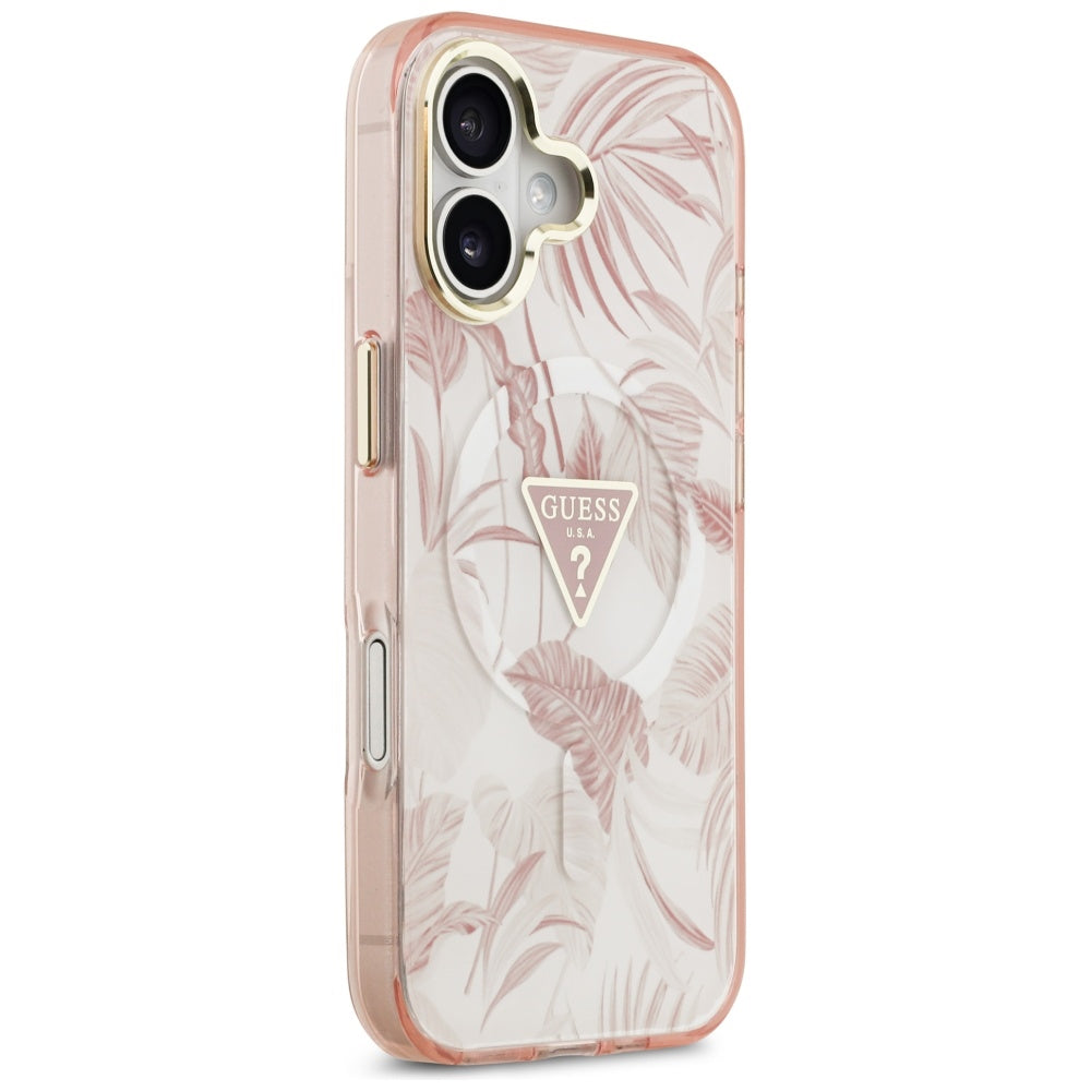 Capa MagSafe para Apple iPhone 17, Guess, Jungle Tonal Triangle, Rosa