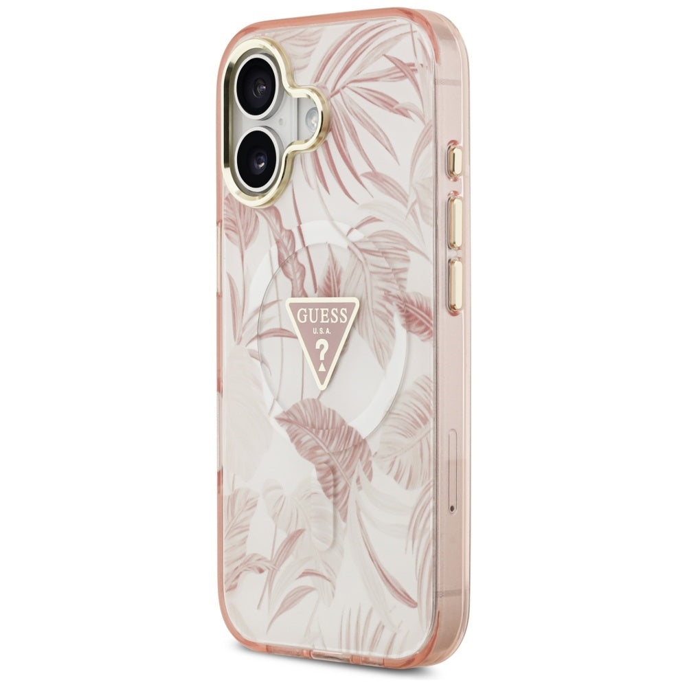 Capa MagSafe para Apple iPhone 17, Guess, Jungle Tonal Triangle, Rosa