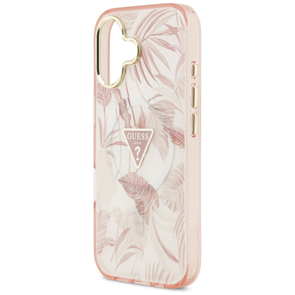 Capa MagSafe para Apple iPhone 17, Guess, Jungle Tonal Triangle, Rosa