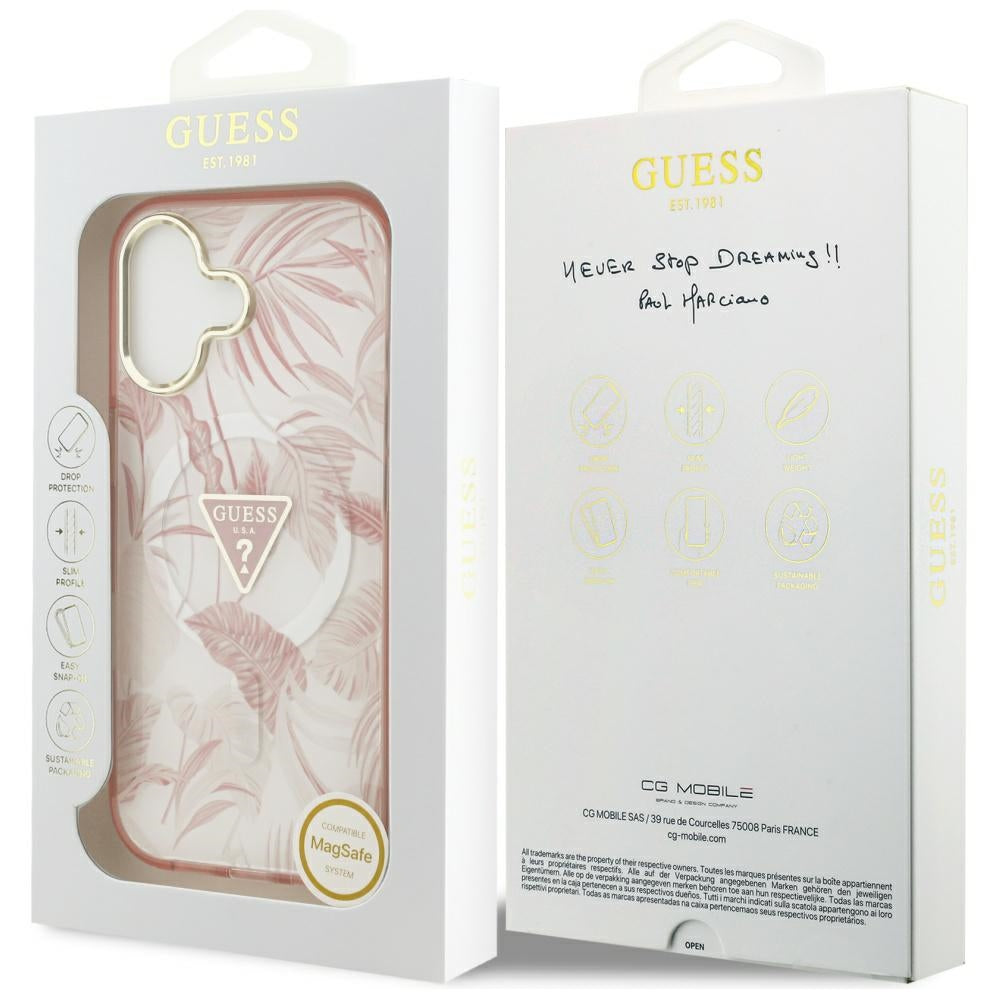 Capa MagSafe para Apple iPhone 17, Guess, Jungle Tonal Triangle, Rosa