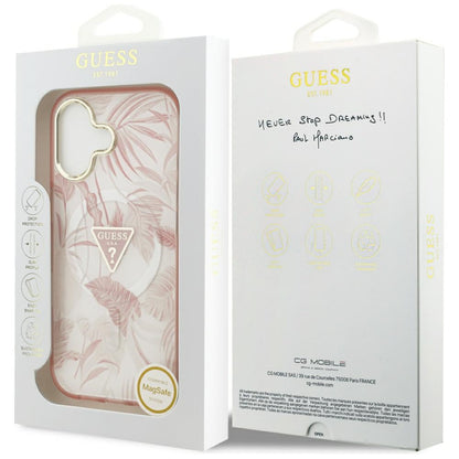 Capa MagSafe para Apple iPhone 17, Guess, Jungle Tonal Triangle, Rosa