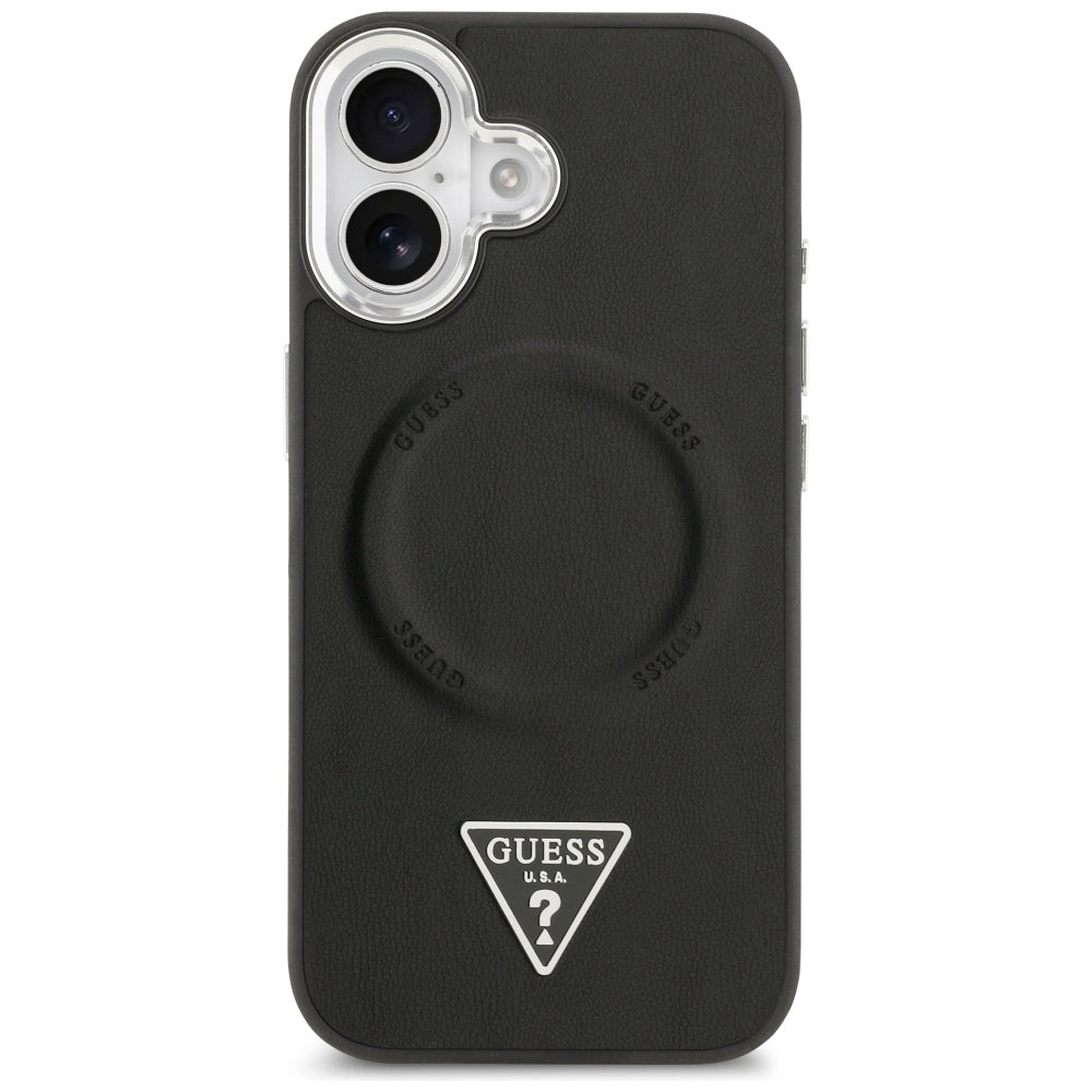 Capa MagSafe para Apple iPhone 17, Guess, Logo Triângulo, Preta Prateada