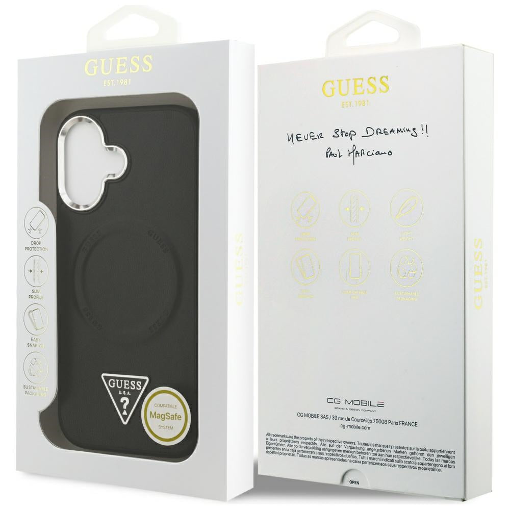 Capa MagSafe para Apple iPhone 17, Guess, Logo Triângulo, Preta Prateada
