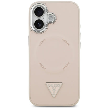 Capa MagSafe para Apple iPhone 17, Guess, Logo Triângulo, Rosa Prateado