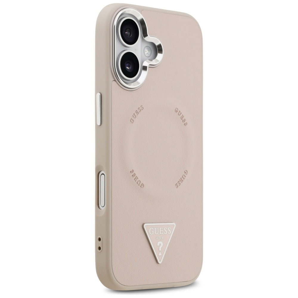 Capa MagSafe para Apple iPhone 17, Guess, Logo Triângulo, Rosa Prateado