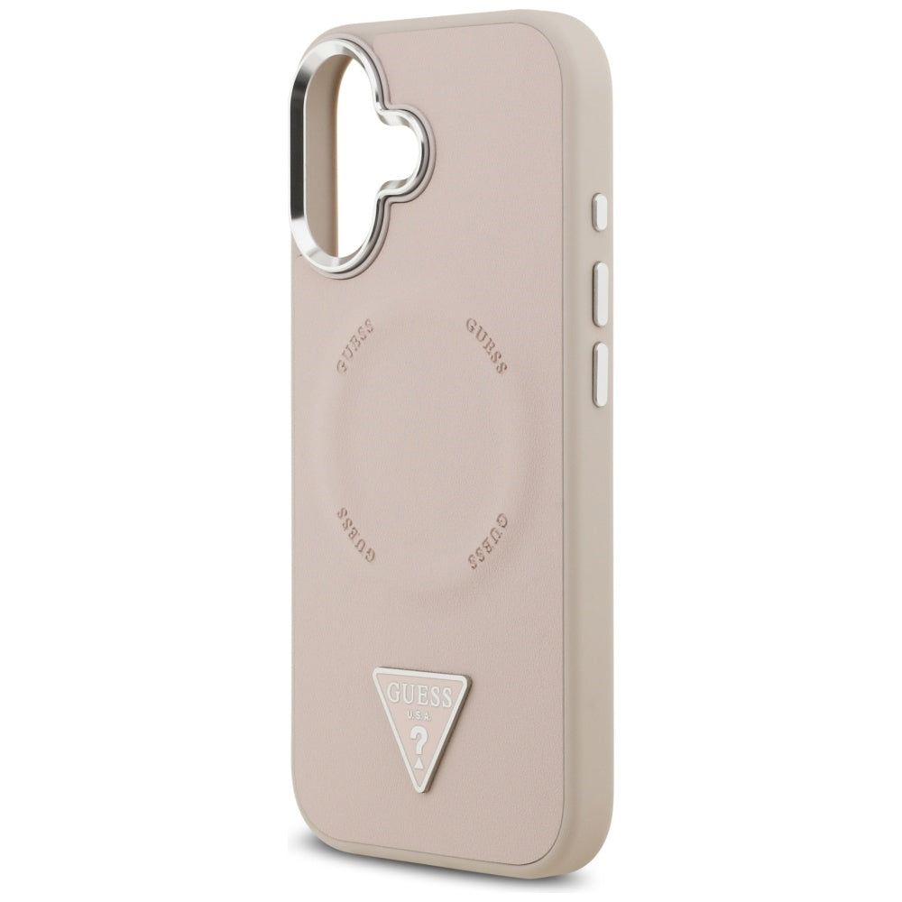 Capa MagSafe para Apple iPhone 17, Guess, Logo Triângulo, Rosa Prateado