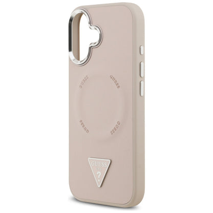 Capa MagSafe para Apple iPhone 17, Guess, Logo Triângulo, Rosa Prateado