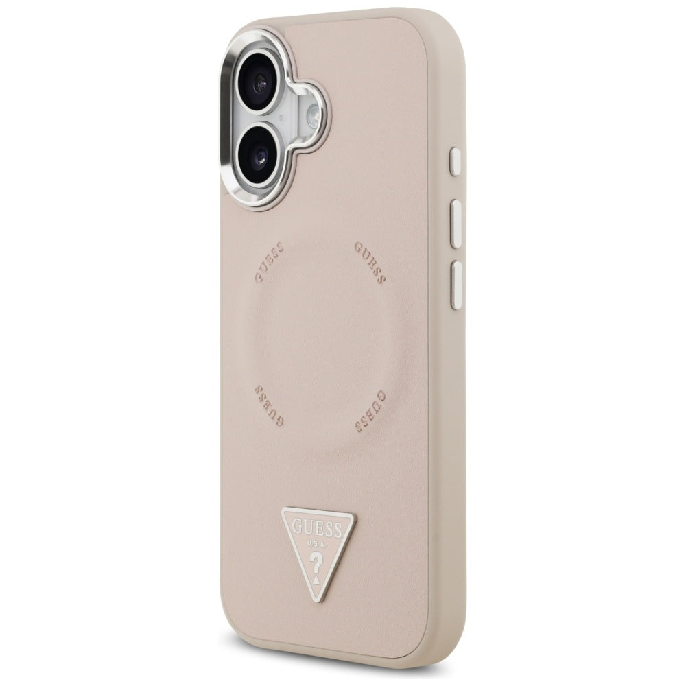 Capa MagSafe para Apple iPhone 17, Guess, Logo Triângulo, Rosa Prateado