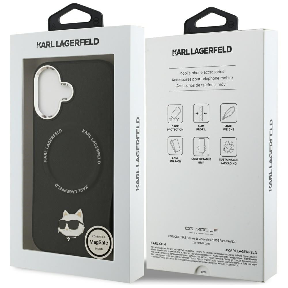 Capa MagSafe para Apple iPhone 17, Karl Lagerfeld, Choupette Pin, Preta