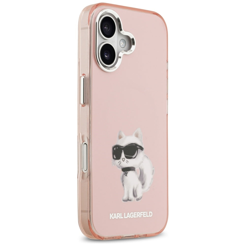 Capa MagSafe para Apple iPhone 17, Karl Lagerfeld, IML Aquarelle Logo Choupette, Rosa