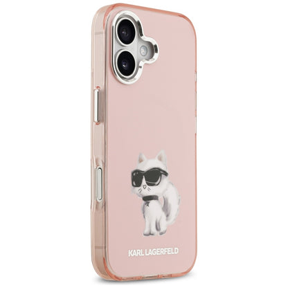 Capa MagSafe para Apple iPhone 17, Karl Lagerfeld, IML Aquarelle Logo Choupette, Rosa