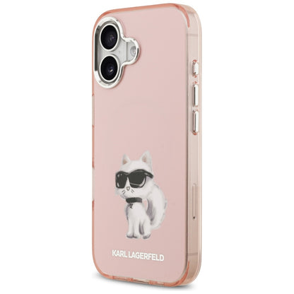 Capa MagSafe para Apple iPhone 17, Karl Lagerfeld, IML Aquarelle Logo Choupette, Rosa
