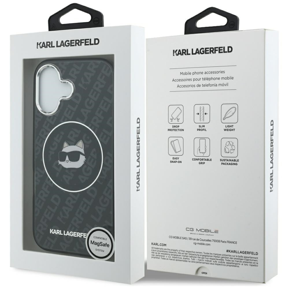 Capa MagSafe para Apple iPhone 17, Karl Lagerfeld, IML Choupette's Head, Preta.