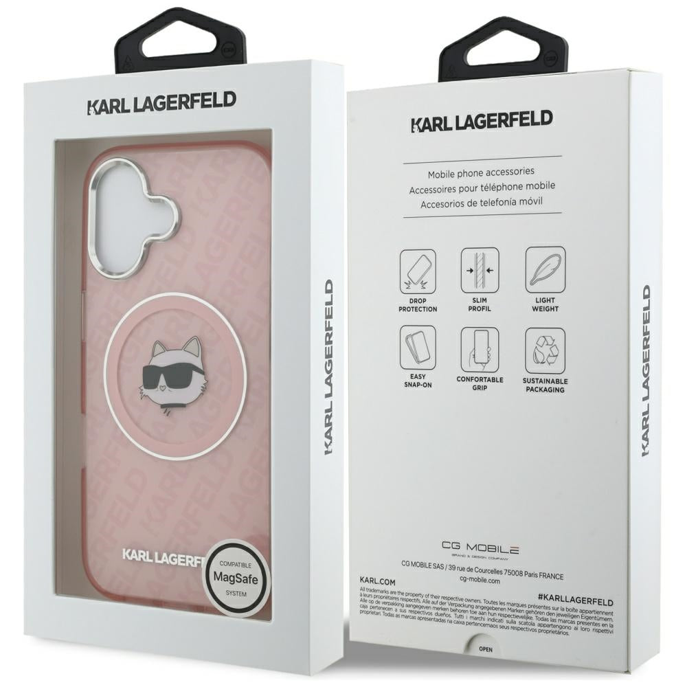 Capa MagSafe para Apple iPhone 17, Karl Lagerfeld, IML Choupette's Head, Rosa