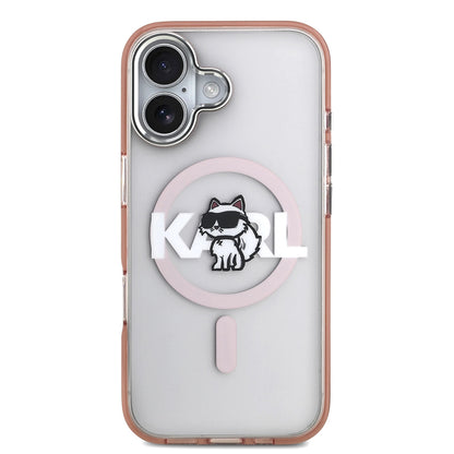 Capa MagSafe para Apple iPhone 17, Karl Lagerfeld, IML Sketch Logo Choupette, Rosa