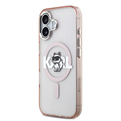 Capa MagSafe para Apple iPhone 17, Karl Lagerfeld, IML Sketch Logo Choupette, Rosa