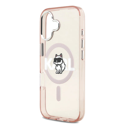 Capa MagSafe para Apple iPhone 17, Karl Lagerfeld, IML Sketch Logo Choupette, Rosa