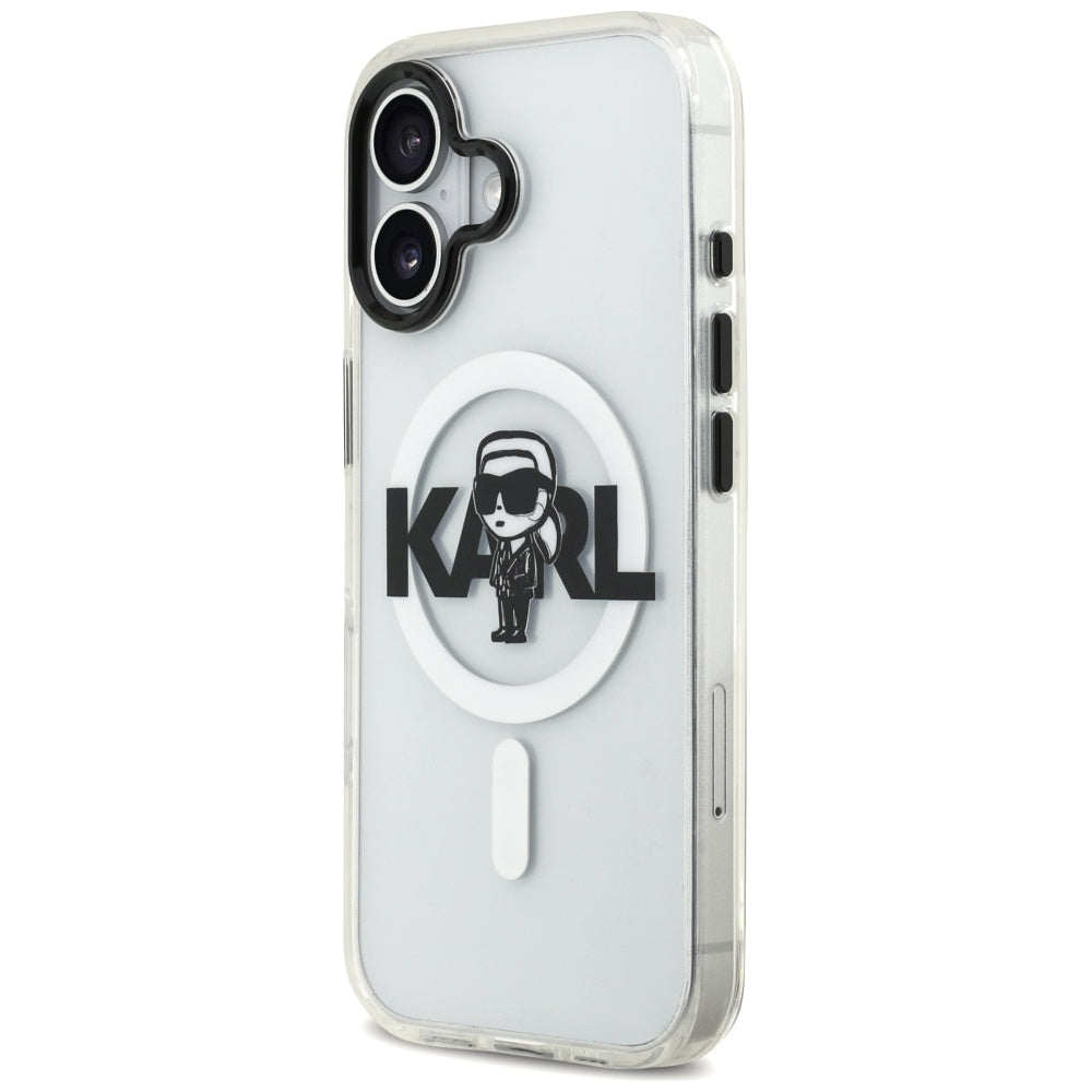 Capa MagSafe para Apple iPhone 17, Karl Lagerfeld, IML Sketch Logo Karl, Transparente