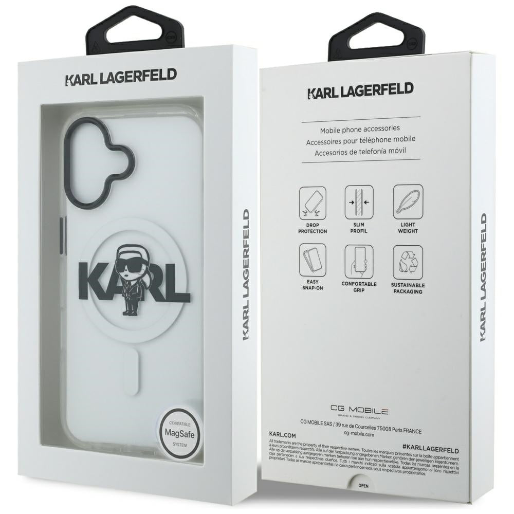 Capa MagSafe para Apple iPhone 17, Karl Lagerfeld, IML Sketch Logo Karl, Transparente