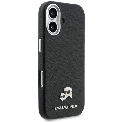 Capa MagSafe para Apple iPhone 17, Karl Lagerfeld, Karl & Choupette Head's Pin, Preta