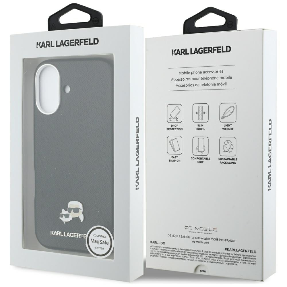 Capa MagSafe para Apple iPhone 17, Karl Lagerfeld, Karl & Choupette Head's Pin, Preta